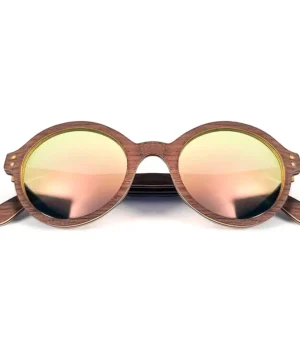 lunettes de soleil en bois ronde
