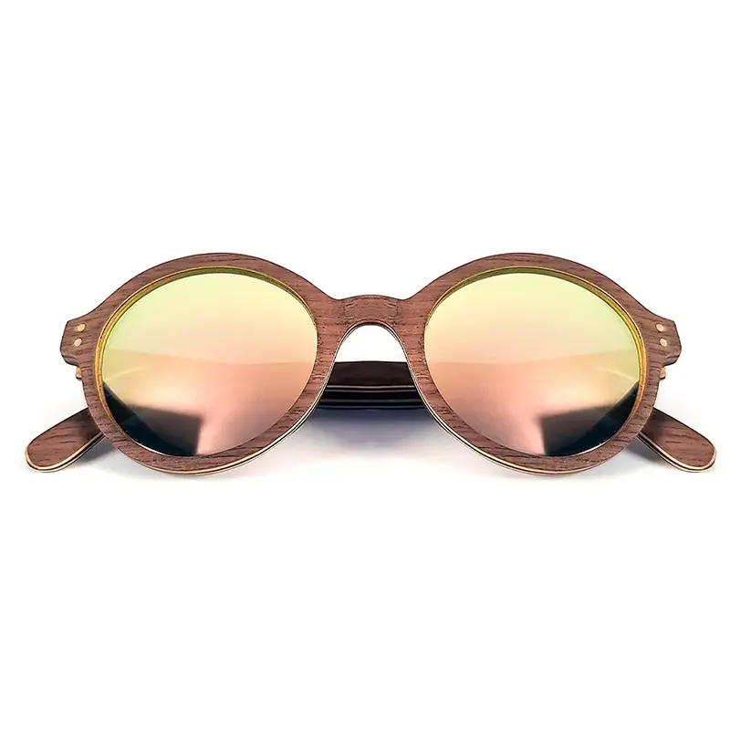 lunettes de soleil en bois ronde