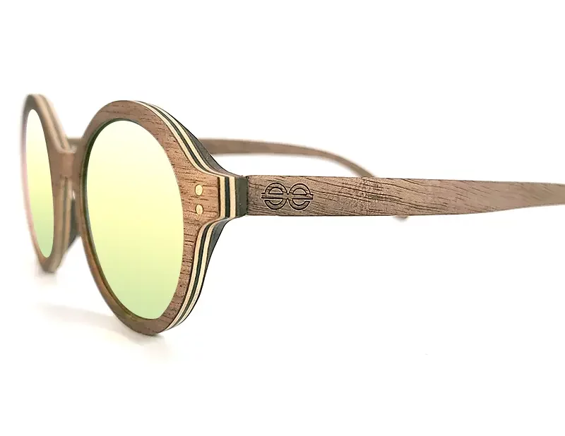 lunettes de soleil en bois ronde