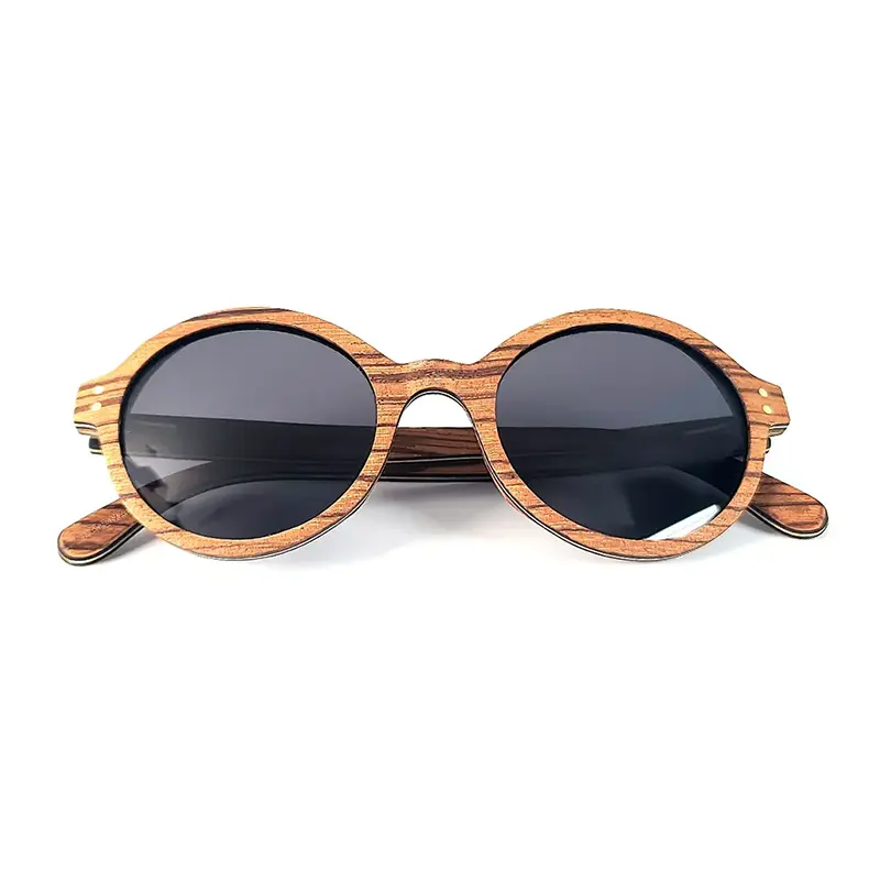 lunettes de soleil en bois ronde