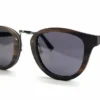 Lunettes en bois d’ébène Mansfield, design pantos rétro avec verres UV400 cat.3 grisés