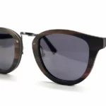 Lunettes en bois d’ébène Mansfield, design pantos rétro avec verres UV400 cat.3 grisés