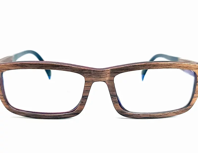 lunettes de vue en bois zébrano rectangulaire