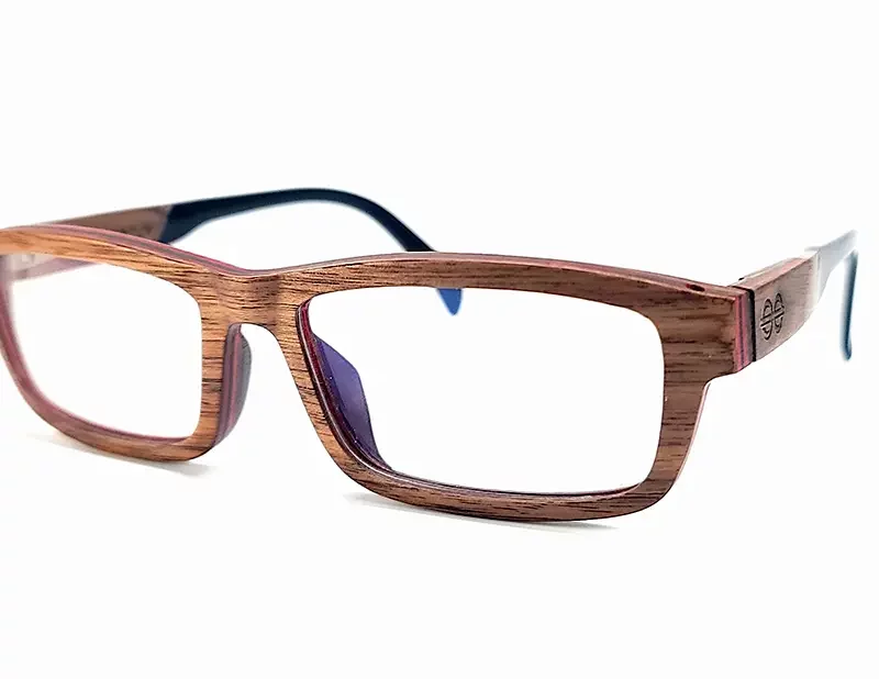 lunettes de vue en bois zébrano rectangulaire