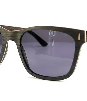 Lunettes de soleil carrées en bois de chêne Curtis Grey fabrication artisanale