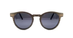lunettes de soleil en bois rondes