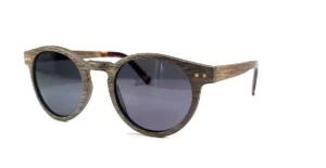 lunettes de soleil en bois rondes