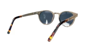 lunettes de soleil en bois rondes