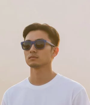 Lunettes bois San-Francisco-Bleue