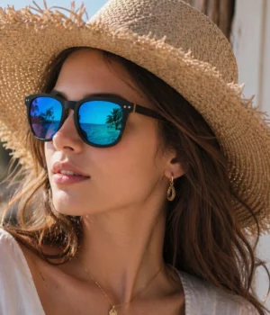 Alternative view of Lunettes bois Douglas-Bleue