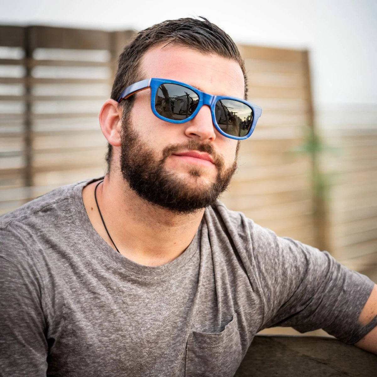 Lunettes bois San-Francisco-Bleue – Image 3