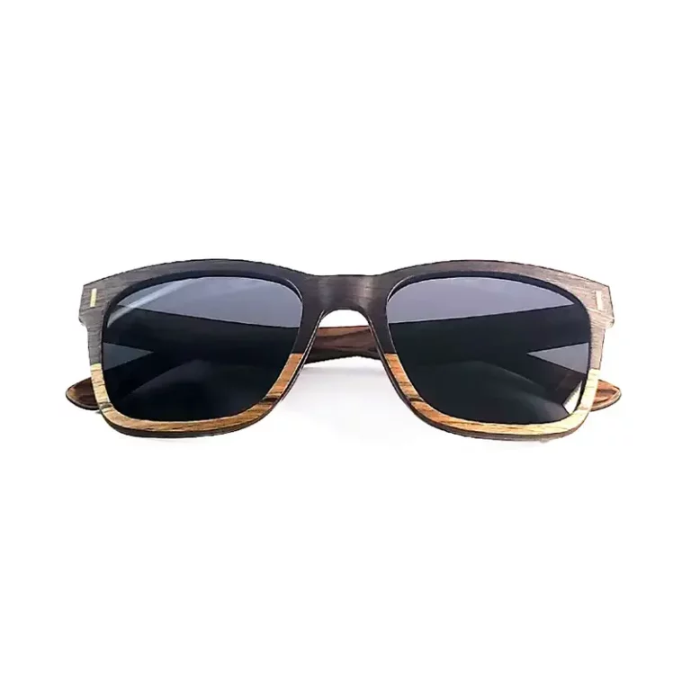 Lunettes de soleil carrées en bois de chêne et zébrano Curtis Bi