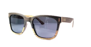 Lunettes de soleil carrées en bois de chêne et zébrano