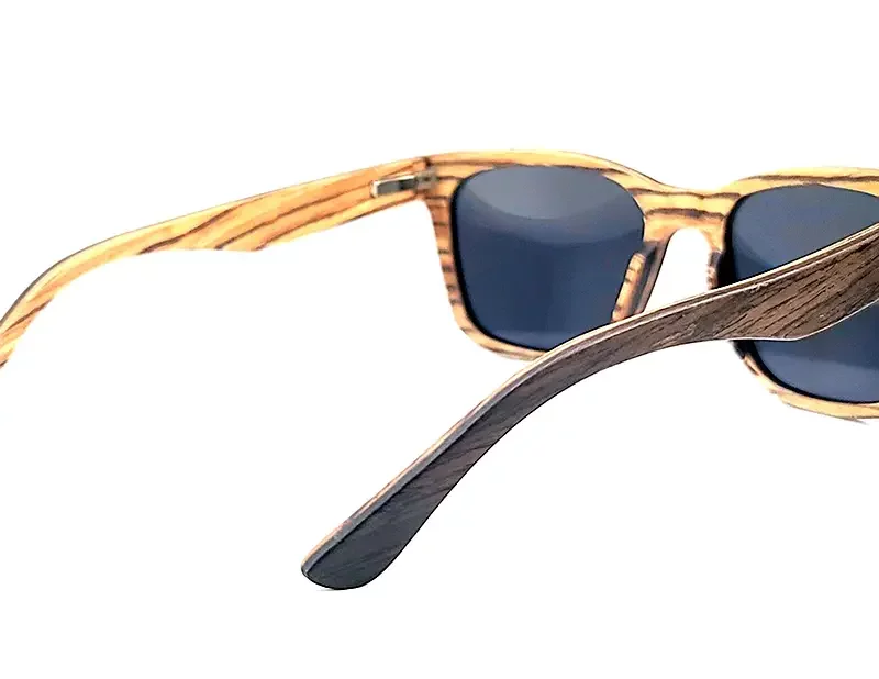 Lunettes hommes de soleil carrées en bois de chêne et zébrano Curtis Bi