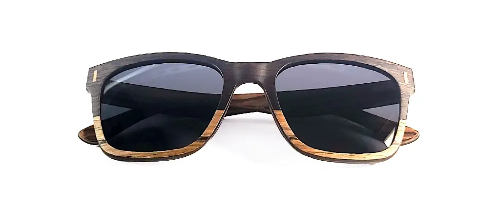 Lunettes de soleil carrées en bois de chêne et zébrano hommes