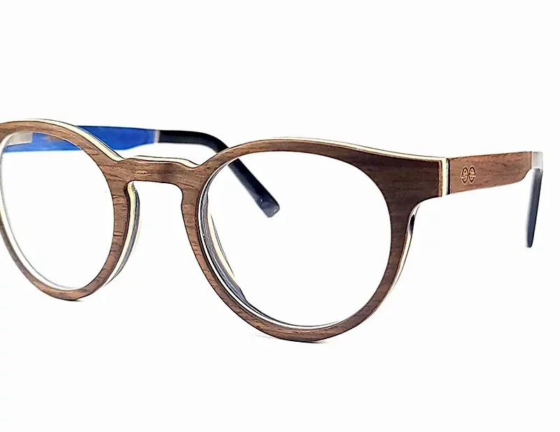 Lunettes de vue pantos en essences de noyer du modèle Orcus