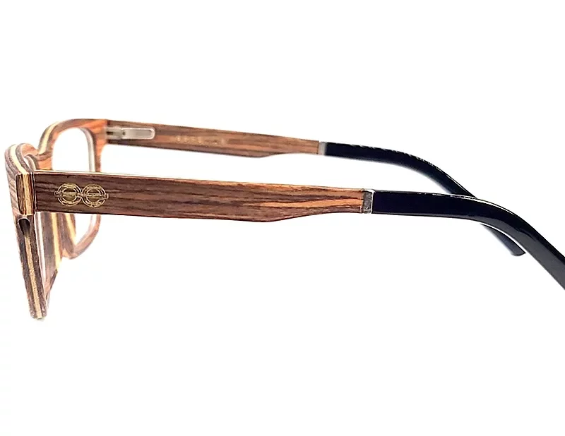 Lunettes de vue bois de palissandre avec ses branche en acétate pour un réglage parfait.