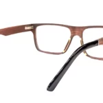Les lunettes de vue en bois de palissandre Naxos avec finition des branche en acétate
