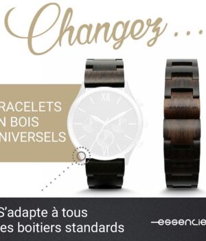 Bracelet homme 20mm interchangeable bois Ebène Marco