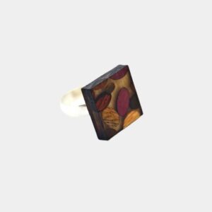 Bague Bois Carré Multicolore Lisa - Bijou Éco-Responsable