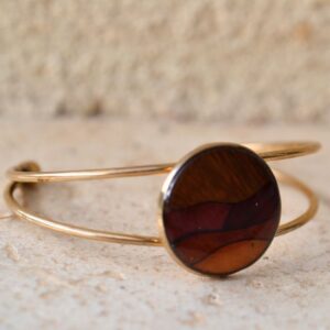 Bracelet plateau doré bois Vicky avec médaillon en marqueterie