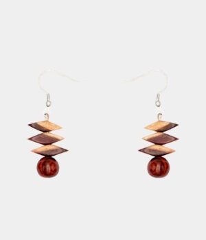 Image de boucles d'oreilles en bois de 3 cm de hauteur, accompagnées de stop boucles pour une utilisation pratique.