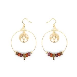 Boucles d’oreilles dorées Arbre de Vie Spectra en bois de My Essenciel, élégantes et uniques
