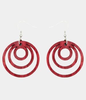 Boucles d’oreilles rondes en bois d’amarante avec fermoir couleur argenté.