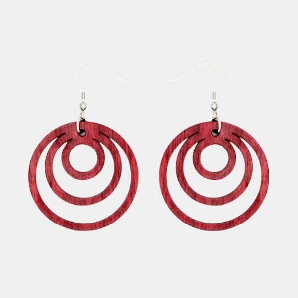 Boucles d’oreilles rondes en bois d’amarante avec fermoir couleur argenté.