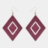 Boucles d’oreilles Margot en bois d'amarante avec deux losanges indépendants de tailles différentes, fermoir crochet argenté.