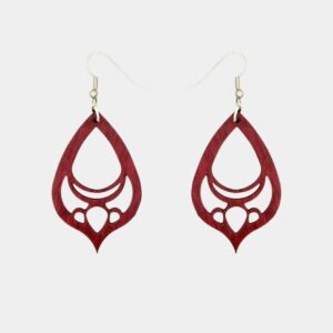 Boucles d'oreilles arabesques en bois d'amarante, éco-responsables et fabriquées à la main.
