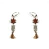 Boucles d'oreilles élégantes avec pendentif en forme de chouette et perle en bois précieux d'amarante.