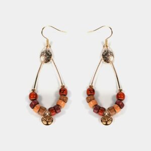 Boucles d'oreilles goutte arbre de vie Karina en bois précieux avec apprêts dorés