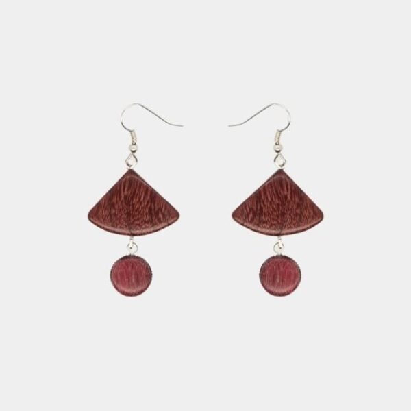 Design élégant de boucles d’oreilles éco-responsables en essence de bois d’amarante.