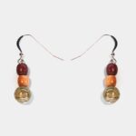 Une paire de boucles d'oreilles élégantes en argent 925, aventurine verte, bois précieux multicolore.