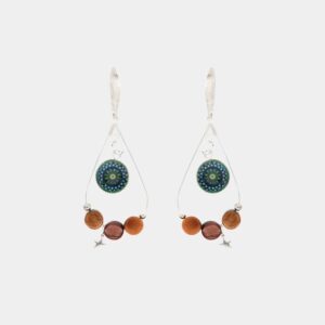 Boucles d’oreilles écologiques avec un pendentif cabochon vert et un fermoir sécurisé.