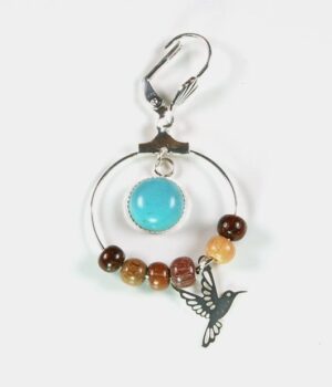 "Zoom sur le cabochon de 12mm des boucles Oksana, orné d'une pierre turquoise bombée.