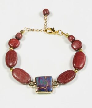 Pierres naturelles de Jaspe impérial bleu-mauve sur bracelet Louli