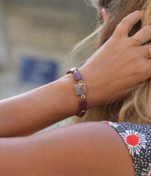 Bracelet Jaspe impérial mauve Louli en bois d’amarante
