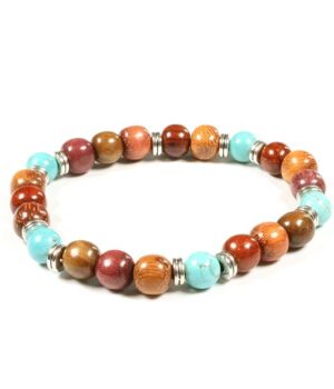 Bracelet en Bois et Turquoise Kenzo : Charme Écologique et Élégance Artisanale