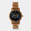 Montre Blue Moon en bois de noyer avec cadran gris bleu anthracite et touches dorées