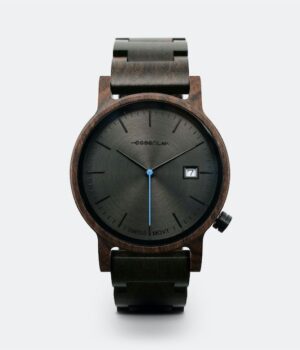 Montre homme Full bois ébène Métro7 - cadran extra plat noir argenté