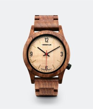 Montre homme en bois noyer Moka élégante