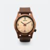 Montre homme en bois avec bracelet en cuir de noyer Moka par Essenciel