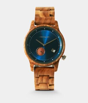Montre en bois pour homme Mariner avec aiguilles métalliques grises