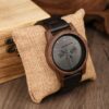 Montre en bois de noyer Moon Phase 2 avec bracelet en ébène noir