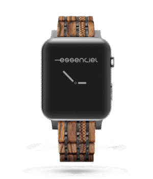 Bracelet Apple Watch en Noyer Luigi présenté sur un poignet.