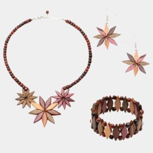 Parure bijoux multicolore Flora, comprenant collier, bracelet et boucles d'oreilles