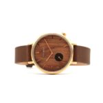 Montre cuir marron or Paris avec bracelet interchangeable