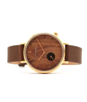 Montre cuir marron or Paris avec bracelet interchangeable